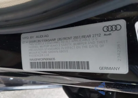 2015 Audi A6 2.0T Premium из США, поврежденный, VIN WAUGFAFC6FN006835